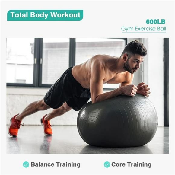 Exercise Ball Yoga Ball - Anti-Burst Workout Ball with Quick Pump - Picture 4 of 7